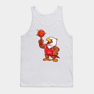 Cute Eagle Playing Basketball Cartoon Tank Top